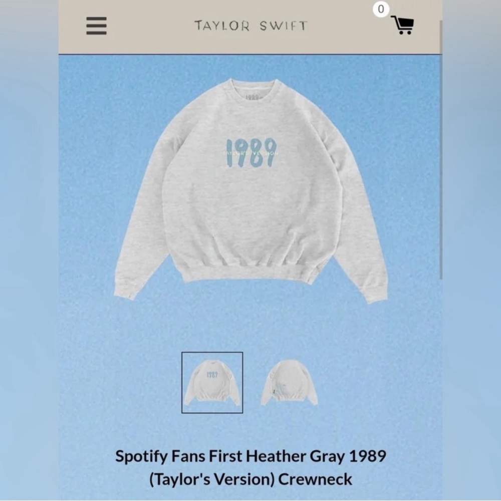 Taylor Swift Fans First Heather Gray 1989 (Taylor’s Version) Crewneck NWOT!